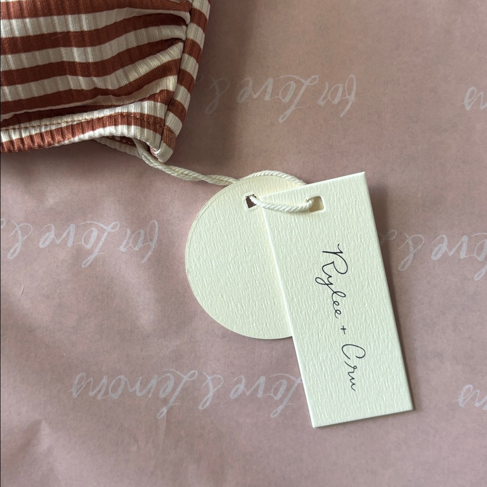 NWT Rylee + Cru XS rust and White Striped Bandeau Bikini Top - Picture 3 of 6